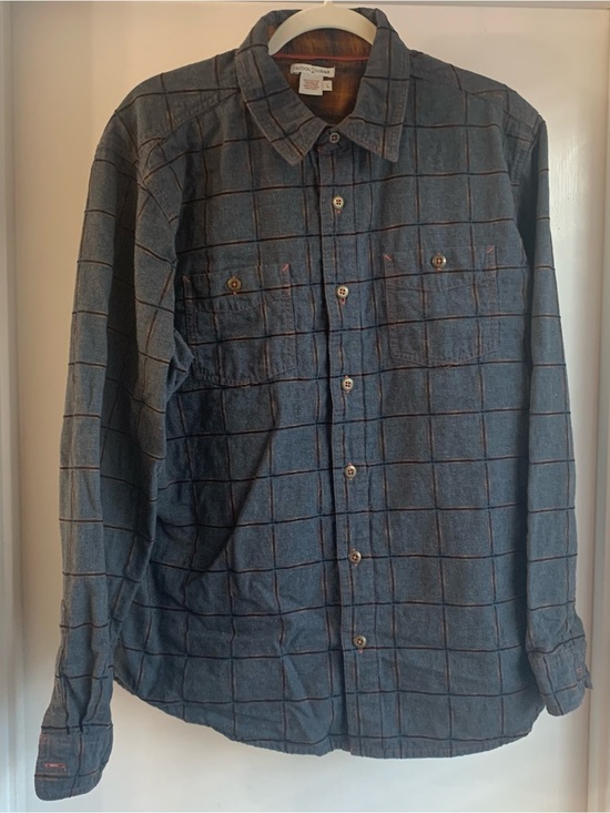 Carbon2Cobalt Other - Carbon2Cobalt Gray Plaid Button-Down Shirt Men's Large Orange Accent